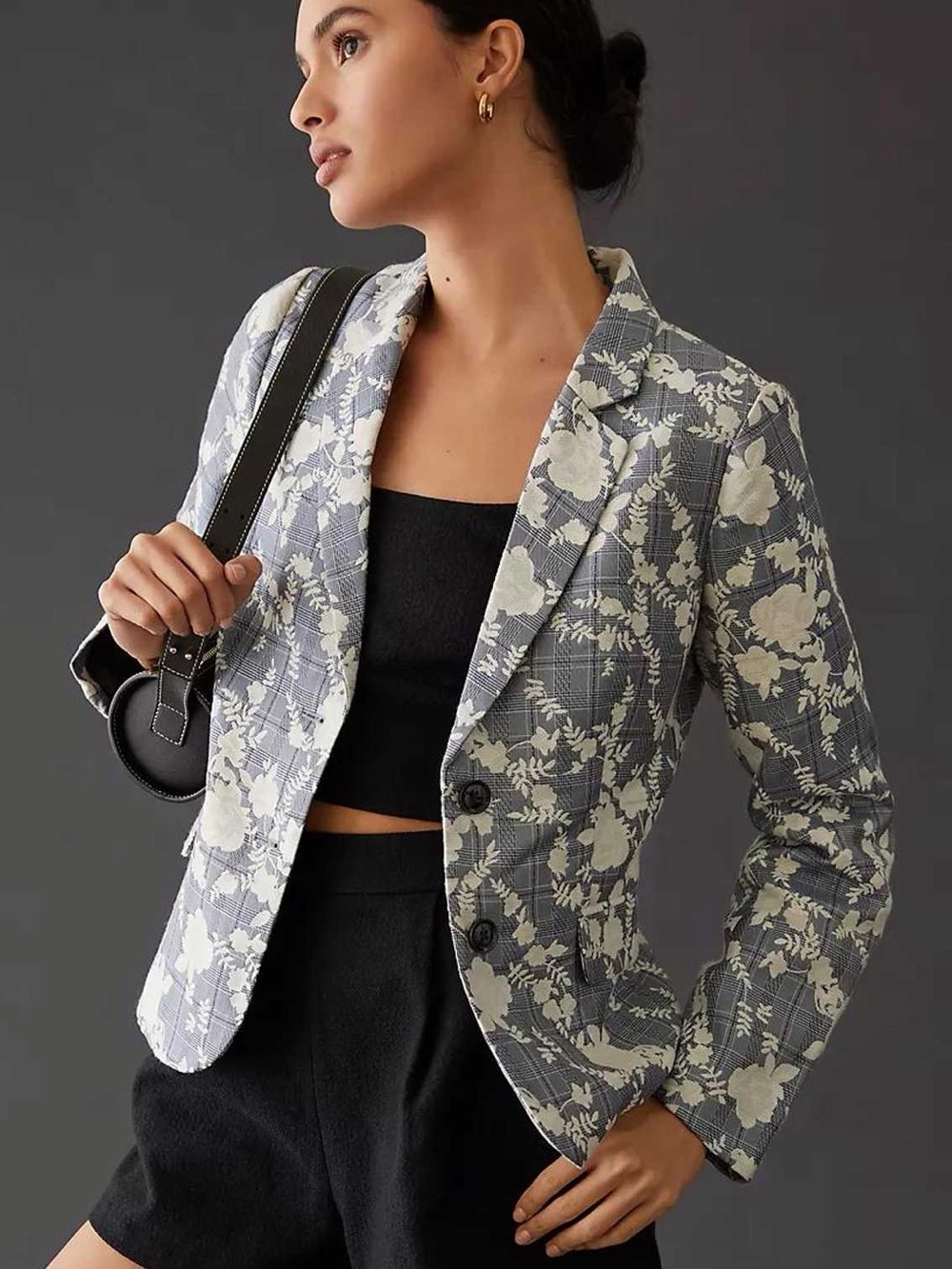 Anthropologie Hutch Tailored Blue Floral Blazer NWOT XS Career Cottagecore
